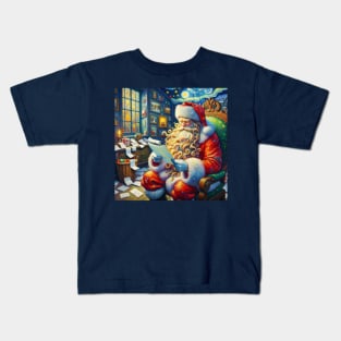 Stellar Santa - Starry Night Sky Holiday Art Prints Kids T-Shirt